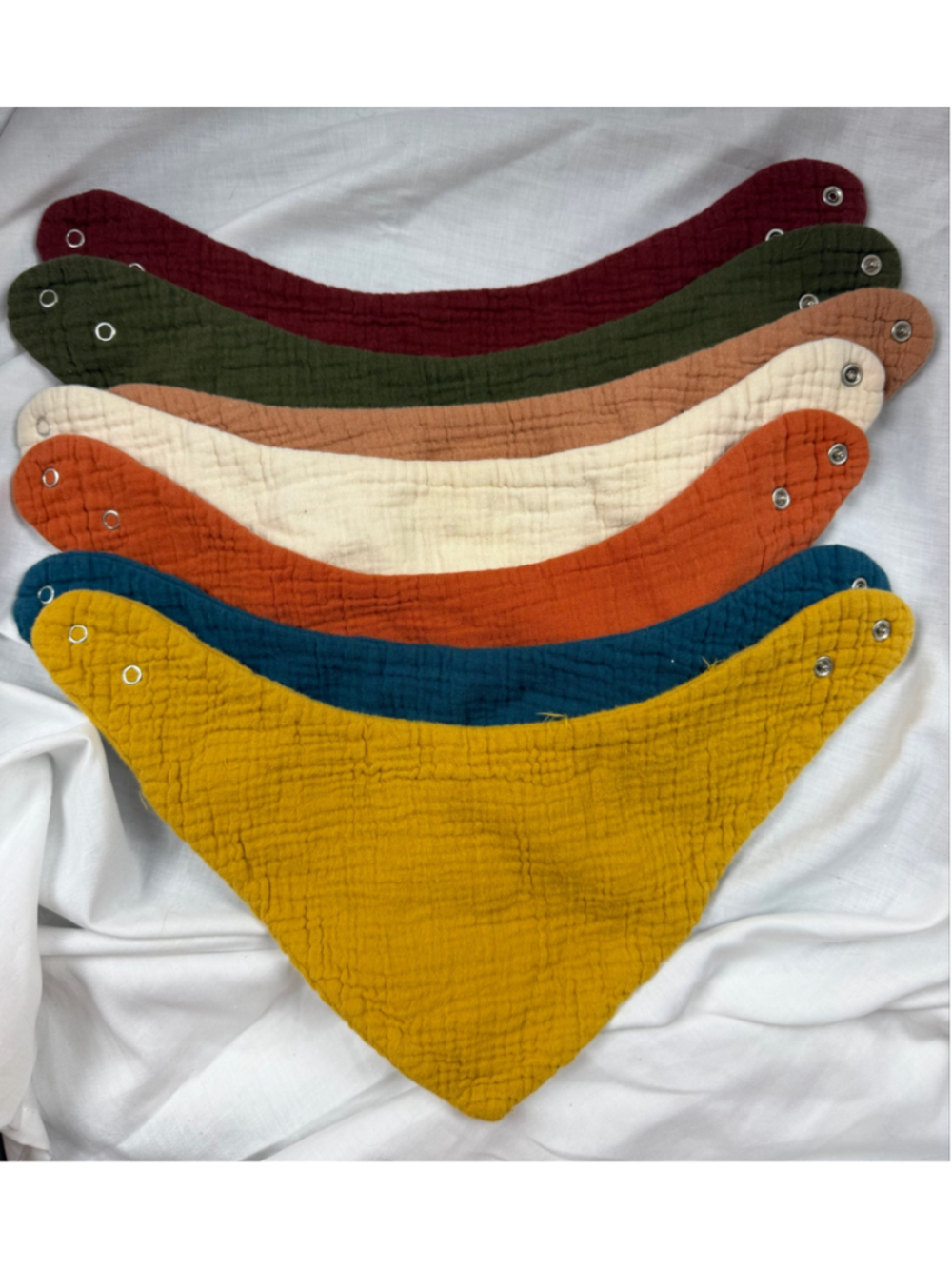 7 Pack Cotton Gauze Muslin Baby Bandana Bibs Snap Drool Bibs Earthy Neutral⁠